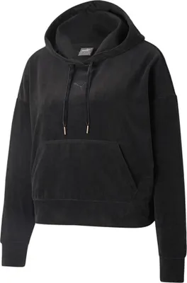 Produktbild von Puma Her Velour Kapuzenpullover Schwarz S Frau Schwarz S