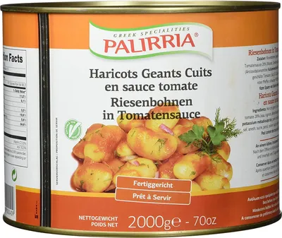Produktbild von Palirria Riesenbohnen 2kg gekocht in Zwiebel-Tomatensauce Griechische Bohnen