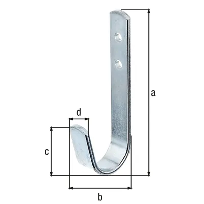 Zdjęcie produktu dla Alberts 856090 Hak ścienny, zakrzywiony, ocynkowany na niebiesko, 90 x 30 mm, zestaw 20 szt