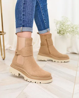 Produktbild von Royalfashion Beige Damenstiefel mit Zierriemen Doasa, Größe 40