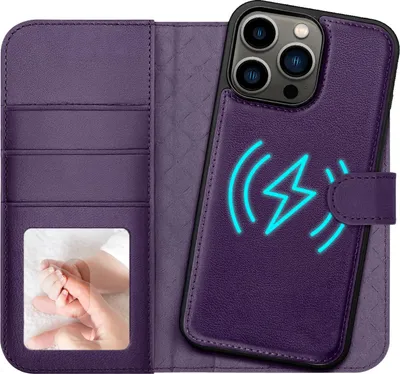 Immagine prodotto di custodia magnetica 2in1 per iPhone 13 Pro protezione RFID, cover magnetica staccabile, compatibile con MagSafe, custodia antiurto con finestra fotografica
