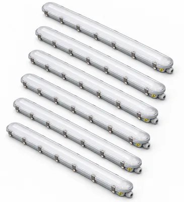 Productafbeelding van 6 x LED Feuchtraumleuchte Wannenleuchte 150cm IP65 24W/30W/36W/48W 150lm/W CCT 3000/4000/6500K