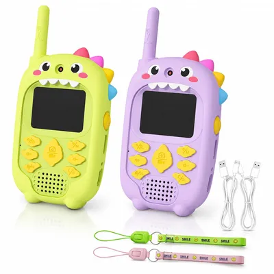 Produktbild von Kinder Walkie Talkie mit Kamera, 2er Set Video Funkgerät mit Display, wiederaufladbar USB-C, Sprachverzerrer, Reichweite bis 100m, Outdoor Spielzeug Geschenk für Kinder