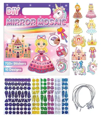 Obrázok produktu pre Sada na výrobu mozaiky pre deti, motív princezná, 720+ fóliových samolepiek, DIY, samolepiace, lesklé, vhodné od 3 rokov