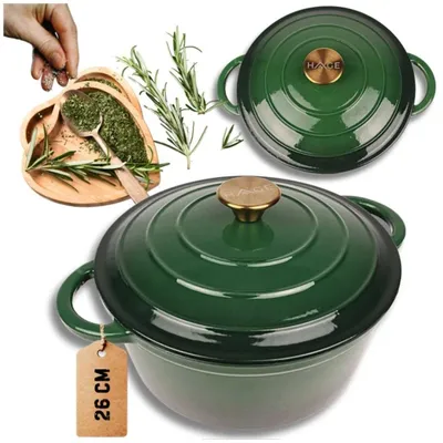 Obrázek produktu pro Smaltovaný litinový hrnec 26 cm 5 l, zelený