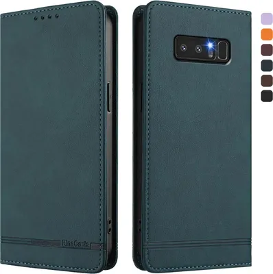 Produktbild von Hülle für Samsung Galaxy Note 8, Retro Kunstleder Ständer Klapphülle mit Kartenfächer und Magnetische Grün