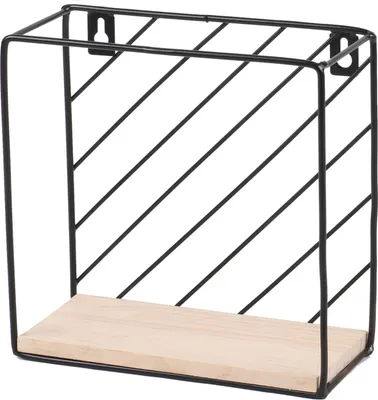 Immagine prodotto di DOCHTMANN Mensola a muro quadrata 19 x 19 x 9 cm, metallo, legno, nero