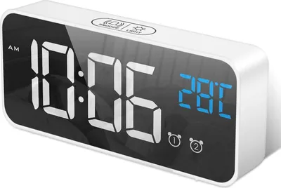 Produktbild von OKWISH Wecker ohne Ticken, LED Digitaler Wecker, Intelligenter digitaler Wecker, Wecker mit Temperaturanzeige, Wecker mit Schlummerfunktion, Weiß