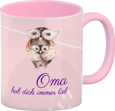 Produktbild von Oma hab dich immer lieb Kaffeebecher Rosa Besonders geeignet als Geschenk für