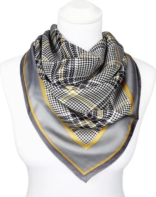 Produktbild von FRAAS Seidentuch Halstuch Hahnentritt silber gold 70x70cm