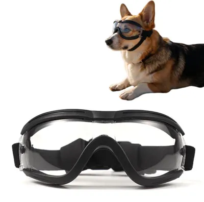 Image de INF Lunettes de Protection UV pour Chien d'Extérieur avec Sangle Réglable, Monture Rembourrée TPU, Verres UV400 Coup-vent et Anti-sable pour Chiens Petits et Moyens Le noir