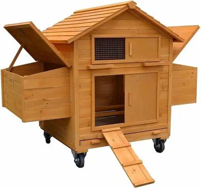 Produktbild von Famanu Hühnerstall für 4 Hühner - Mobil und nachhaltig mit Nestkästen (157 x 90 x 114 cm)