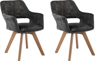 Obrázok produktu pre CasaDolce jedálenská stolička LAMI, sada 2 ks, 58x61x83 cm, tmavo zelená, čalúnená, otočná o 360°, kovové nohy