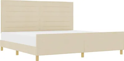 Imagen del producto de Estructura de cama con cabecero color crema, 200 x 200 cm, tapizada