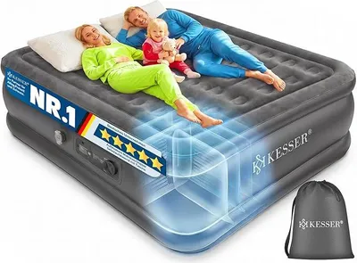 Imagen del producto de Colchón inflable Silecomplaza, cama de aire autoinflable, colchón para invitados con bomba eléctrica integrada, colchón de aire para camping o uso doméstico. Incluye funda, apto para 2 personas - 203 x 152,5 x 51 cm
