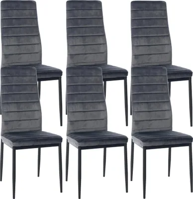 Produktbild von CLP 6er Set Esszimmerstühle Mayfair gepolstert mit Metallgestell grau Material Samt