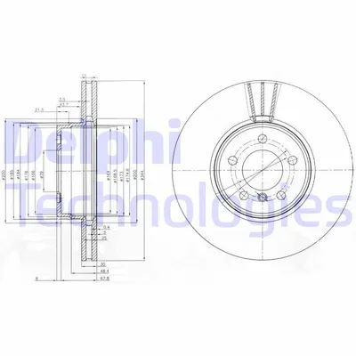 Produktbild von 2x DELPHI Bremsscheibe BG9008C für LAND ROVER Range Rover Sport (L320) 75 8mm