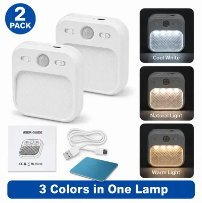 Produktbild von Kabellose LED-Unterbauleuchte mit Bewegungsmelder, 1000 mAh Akku, 3 Farbtemperaturen, dimmbar, 2PCS