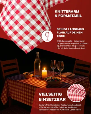 Produktbild von Züchen Tischwäsche 20 mm Karo Baumwolle karriert Landhaus Rot - 130 x 520