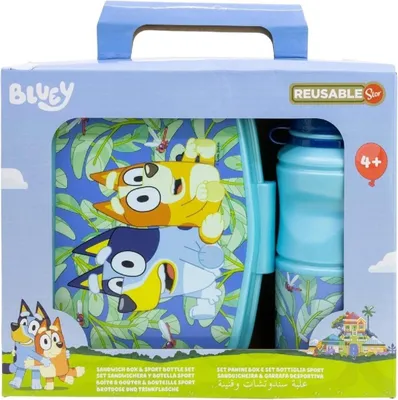 Immagine prodotto di Set Bluey con borraccia da 380 ml e cestino per il pranzo Set di cestini per il pranzo per bambini