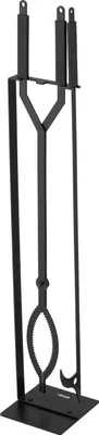 Produktbild von VEVOR Kaminbesteck-Set, 3-teiliges Ofenbesteck-Set inkl. Ständer, Zange, Schürhaken, Kamingarnitur, Kaminzubehör aus Schmiedeeisen für Lagerfeuer im Garten, drinnen und draußen, Schwarz