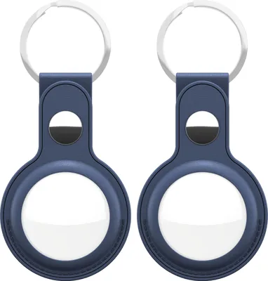 Immagine prodotto di Portachiavi KeyBudz AirTag in confezione da 2 pezzi - Realizzato a mano in vera pelle - Adattamento sicuro e confortevole per AirTag - Compatibile con Apple AirTag