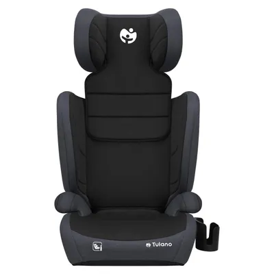Produktbild von Tulano Joy 35 Schwarz-Grau – i-Size Kindersitz R129, 100–150 cm, ISOFIX & Gurt, 13-fach Kopfstütze, Getränkehalter, Sonnenblenden