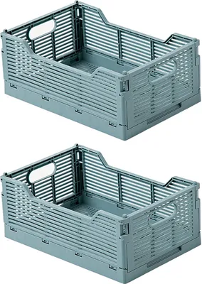 Produktbild von Klappbox 2 Stück Klappkiste Faltbar Aufbewahrungskörbe Stapelbar Aufbewahrungsboxen für Küche,Bad,Büro,Schrank(Blau, 30*20*12cm)