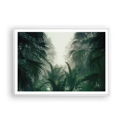 Produktbild von Gerahmtes Poster - Weißer Rahmen - Dschungel Blätter Palmen - 100x70 cm - Wand Bild - Wanddeko - Wandbilder - Kunstposter - Wandposter - Bilderrahmen - Bilder - Kunstdruck - P2WAA100x70-4504