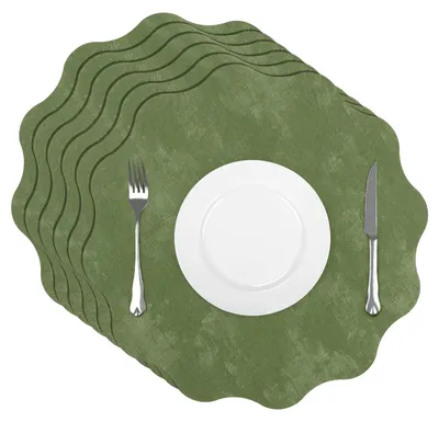 Produktbild von Solidchoice – Set mit 6 grünen Untersetzern aus Leder, 34 cm