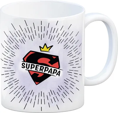 Produktbild von Superpapa Kaffeebecher mit Superheldensymbol Tasse Kaffeetasse Becher mug Büro