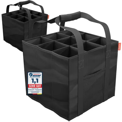 Produktbild von ATHLONTOOLS 2er Set Flaschenträger 9 Flaschen - schwarz