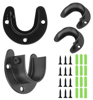 4er-Set Kleiderstangenhalter Edelstahl für Stangen 3,8 cm, schwarz