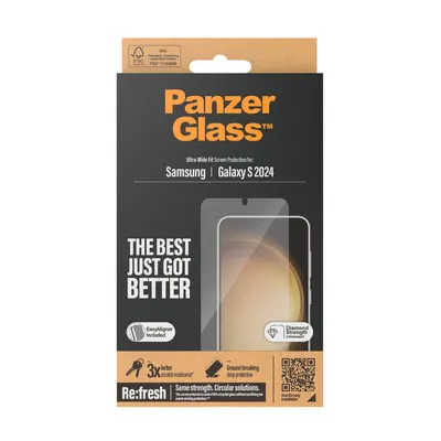 Produktbild von PanzerGlass ® Displayschutz Samsung Galaxy S24 | Ultra-Wide Fit m. EasyAligner, Samsung, Samsung - Galaxy S24, Trockene Anwendung, Kratzresistent, Schockresistent, Transparent, 1 Stück(e)