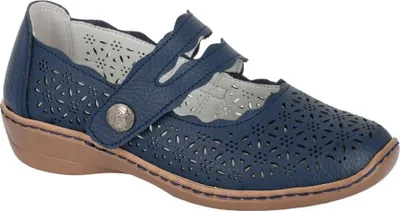 Produktbild von Boulevard - Damen Sandalen, Perforiert, Leder DF2510 (42 EU) (Marineblau)