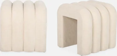 Produktbild von sweeek - Zeitgenössischer Stoffpouf (Satz von 2) - Beige