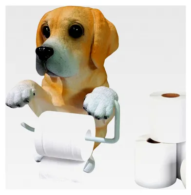 Produktbild von Toilettenpapierhalter – Handtuch-Aufbewahrung in dekorativer Hundeform mit schwerer Basis, kreative Tierstatue für die Küche im Landhausstil, platzsparender Taschentuchständer