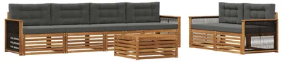 Produktbild von vidaXL Outdoor-Sofagarnitur mit Kissen 7 pcs Natur und Anthrazit