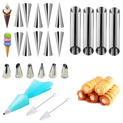 Produktbild von Backformen Set Edelstahl 24-teilig für Cannoli & Croissants