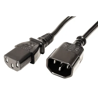 Obrázek produktu pro ROLINE Kabel síťový prodlužovací, IEC320 C14 - IEC320 C13, 1m, černý (19.08.1510)