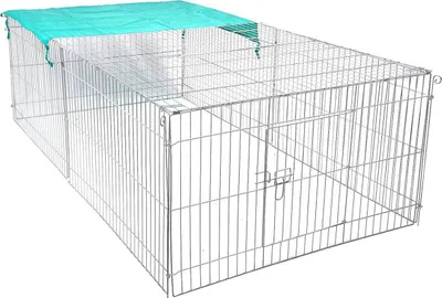 Produktbild von EUGAD Hasengehege Freigehege Kaninchenstall Freilauf Kleintiergehege mit Ausbruchsperre Sonnenschutz 216x116x65cm 0002TSL