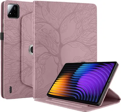 Obrázok produktu pre Puzdro na tablet s otočným krytom o 360 stupňov pre Xiaomi Pad 8 / 8 Pro / Pad 7 / 7 Pro s motívom stromov, ružové