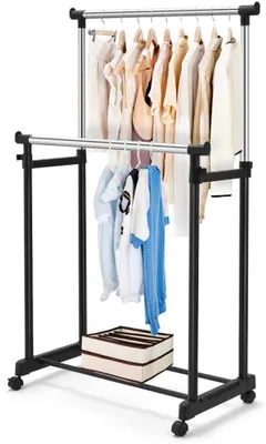 Obrázok produktu pre Stojan na oblečenie na kolieskach, 138 cm, výškovo nastaviteľný, pre domácnosť