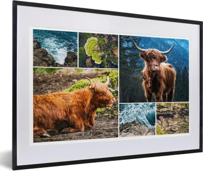 Produktbild von MuchoWow® Gerahmtes Poster Schottischer Highlander - Berg - Meer 60x40 cm - Poster mit Schwarzem Bilderrahmen Wandposter Rahmen Foto Bilder - Schlafzimmer - Plakat in Rahmen - Drucken