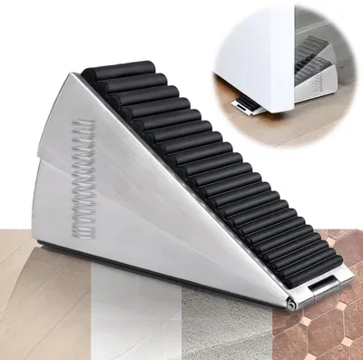Produktbild von Türkeil, Gummi, Edelstahl, rutschfeste Keile, Türstopper für Boden,Hoher Türstopperkeil,Rutschfester Türstopper aus Gummi ,12,8 x 7,6 cm