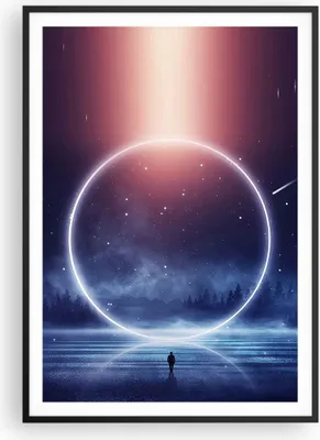 Produktbild von Gerahmtes Poster - Schwarzer Rahmen - Fantasie Ring Kosmos - 70x100 cm - Wand Bild - Wanddeko - Wandbilder - Kunstposter - Wandposter - Bilderrahmen - Bilder - Kunstdruck - P2BPA70x100-4664