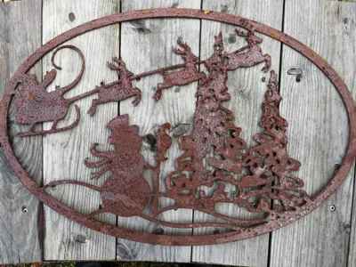 Produktbild von Edelrost Gartenstecker oder Wandbild Winterlandschaft Schneemann