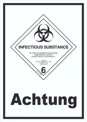 Produktbild von Schild Ansteckungsgefahr Achtung Infectious Substance hochkant A4 (210x297mm)