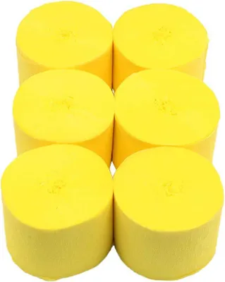 Produktbild von Crepepapierrollen für Festdekoration - Gelb, 6 Rollen, 4,5 cm x 25 m