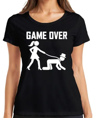 Obrázok produktu pre Tričko s nápisom "Game Over Hochzeit JGA Junggesellenabschied", čierna farba, veľkosť M